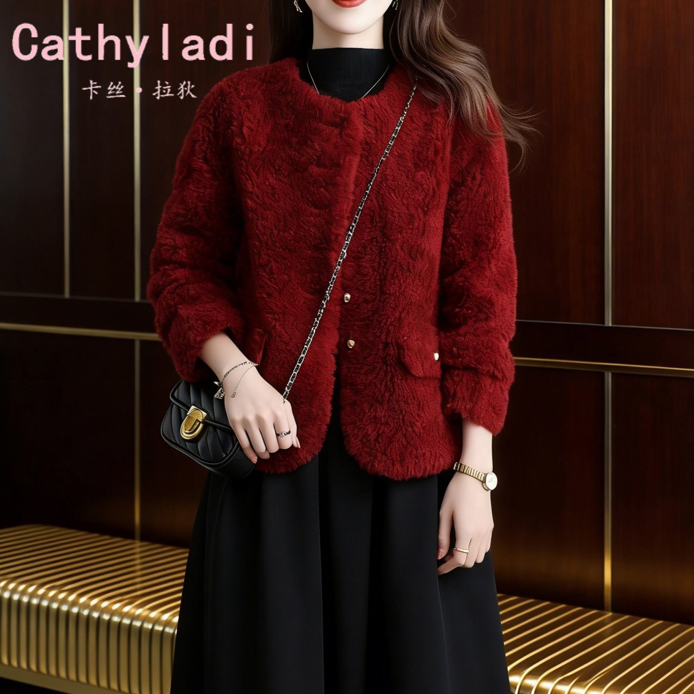 CATHYLADI简约圆领保暖短款外套2026年冬季加厚轻奢时尚长袖上衣,女装/女士精品,短外套,淘宝优惠券,粉丝福利购,淘宝优惠卷