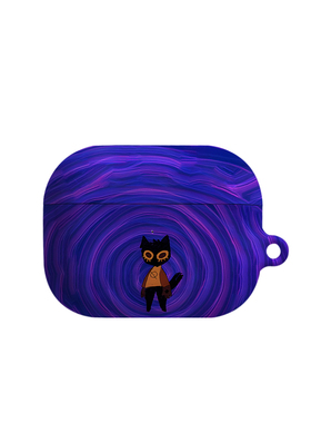 紫色旋涡猫咪艺术适用苹果耳机保护套airpodspro2无线蓝牙耳机壳三代airpod二代ipod耳机套airpods3菲林
