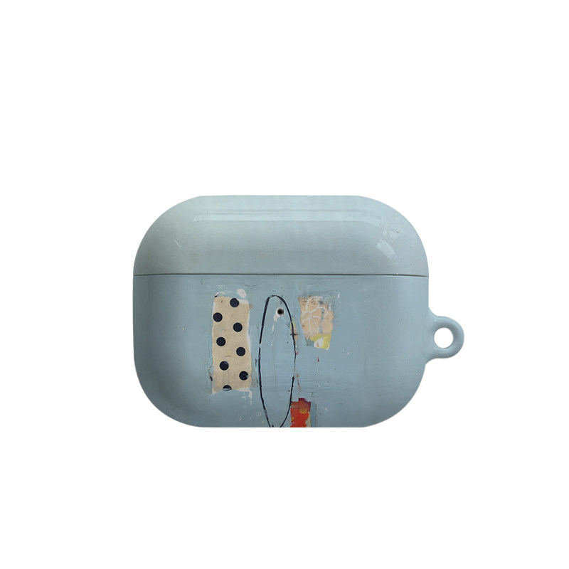 波点蓝色插画艺术适用苹果耳机保护套airpodspro2无线蓝牙