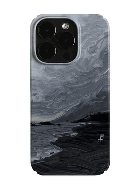 油画灰色沙滩艺术小众适用高级感卡通iPhone16pro+苹果15promax菲林手机壳新款13/1214proVIVO90