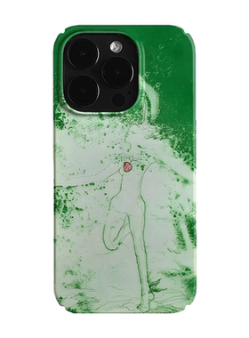 绿色之心Y2K艺术小众适用高级感卡通iPhone14pro+苹果15promax菲林手机壳新款13/12VIVO100