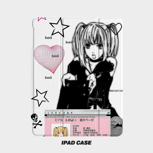 死亡笔记少女风艺术ins小众适用平板壳iPad7/8/9/10壳2020带笔槽Air2/3/4/5苹果2021第九代11Pro三折min