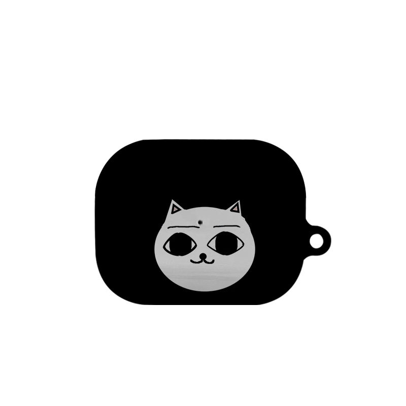 黑色猫猫头艺术适用苹果耳机保护套airpodspro2无线蓝牙耳