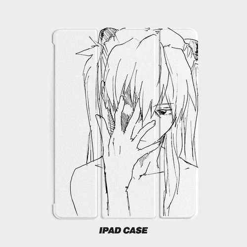 简朴素描女生艺术ins小众适用平板壳iPad7/8/9/10壳2020带笔槽Air2/3/4/5苹果2021第九代11Pro三折min