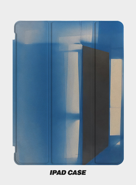 蓝色光影Y2K艺术ins小众适用平板壳iPad7/8/9/10壳2020带笔槽Air2/3/4/5苹果2021第九代11Pro三折min