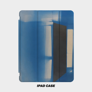 5苹果2021第九代11Pro三折min 10壳2020带笔槽Air2 蓝色光影Y2K艺术ins小众适用平板壳iPad7