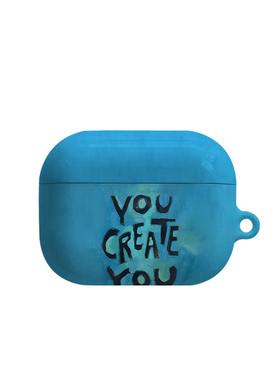 蓝色涂鸦英文艺术适用苹果耳机保护套airpodspro2无线蓝牙耳机壳三代airpod二代ipod耳机套airpods3菲林