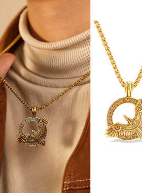 老鹰钛钢男生项链痞帅小众设计感