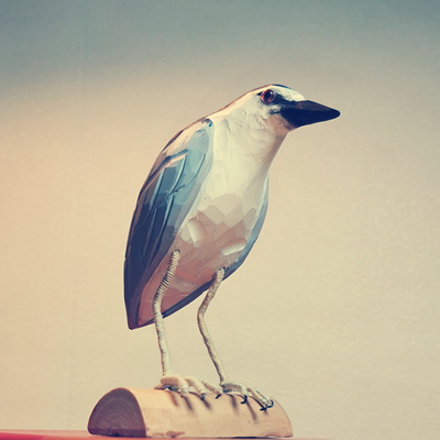 现货纯手工夜鹭木雕摆件