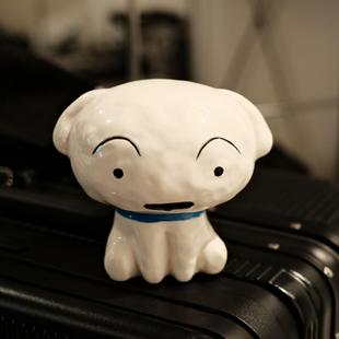 复古怀旧中古小白狗狗存钱罐新酱摆件装饰玩具桌面公仔情侣礼物