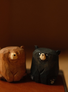 可爱小熊禅意公仔装饰侘寂摆件