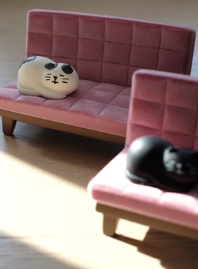 猫猫公仔手机支架粉红丝绒沙发