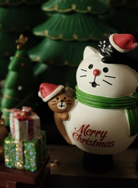 雪人猫猫圣诞节氛围装饰摆件礼物