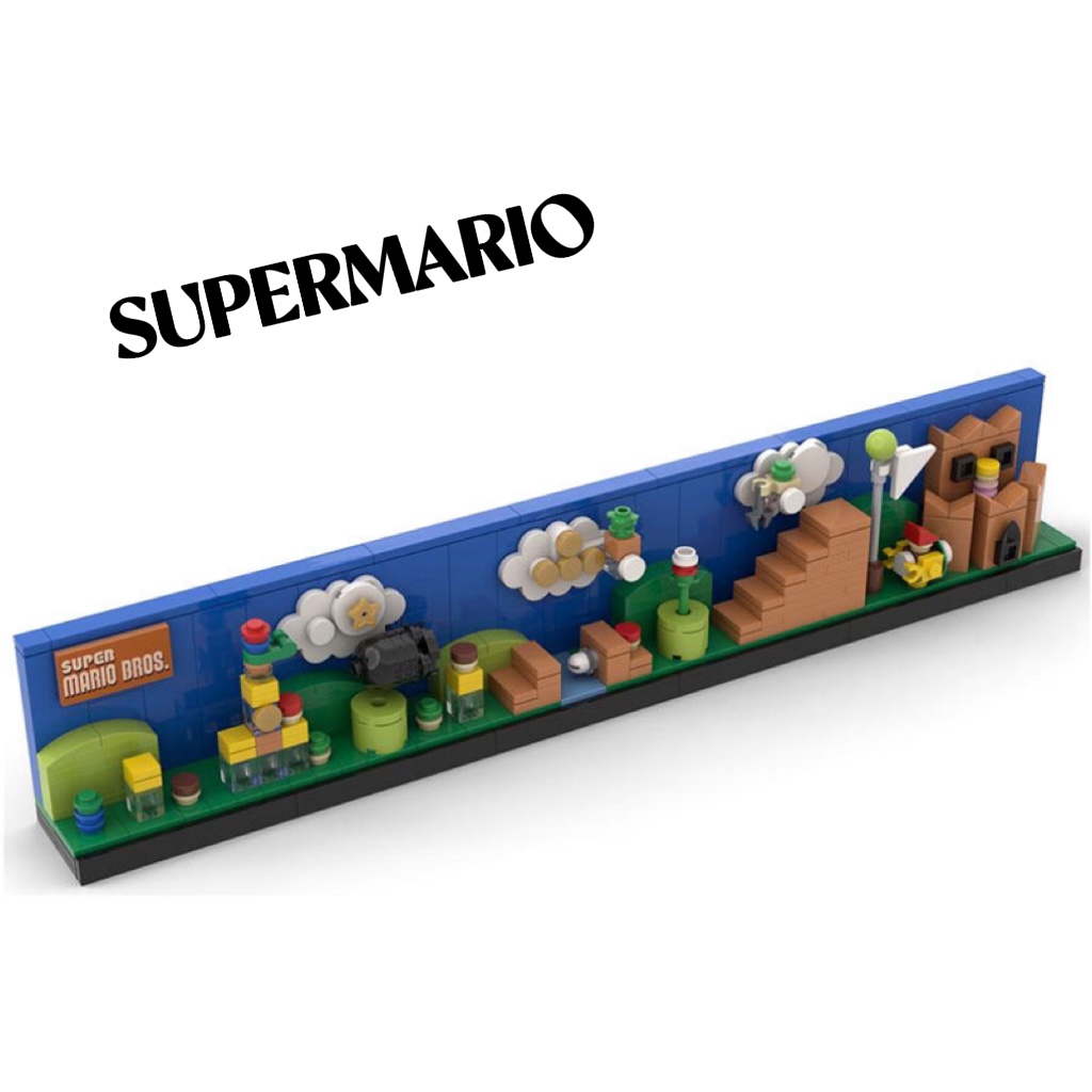 怀旧电玩经典游戏场景积木马里奥兄弟天际线moc益智拼装模型摆件