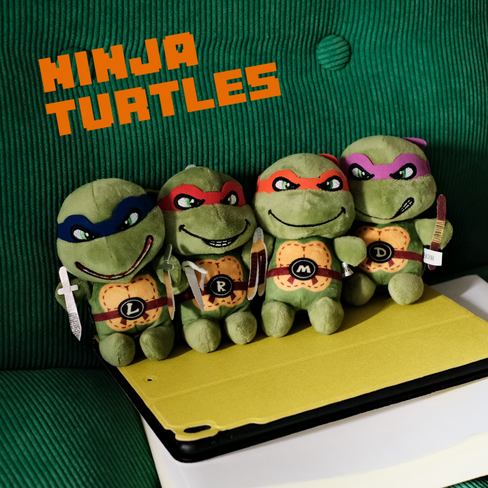 出口中古忍者神龟公仔挂件复古毛绒玩具Q版钥匙扣腰挂男孩礼物