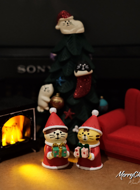 可爱圣诞节氛围摆件礼物猫猫温暖