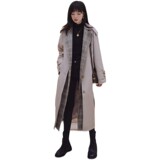 大量现货主推春装拼接风衣女中长款077-2197-P145-K198，女装风衣，浙宝100