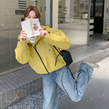 [现货】新款时尚黄色连帽百搭小外套-B100-8657p135-k188，女装风衣，浙宝100