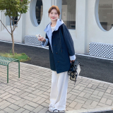 现货,新款个性拼色【两面穿】连帽休宽松外套B100-8659p155-k288，女装风衣，浙宝100