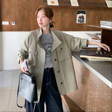 春季秋季女休闲风卡其棉翻领风衣英伦风气质时尚休闲，女装风衣，浙宝100