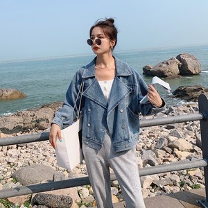 港风复古牛仔短外套女2024春秋季新款韩版宽松休闲小个子夹克上衣,休闲牛仔上衣怎么搭配图片图片