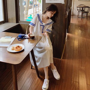 学院风撞色连衣裙，上了就能卖077-2256-P80无差价K138图片