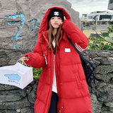 原创设计，韩版宽松长版过膝红色冬季羽绒服外套女632-p330-k468，女装羽绒服，浙宝100