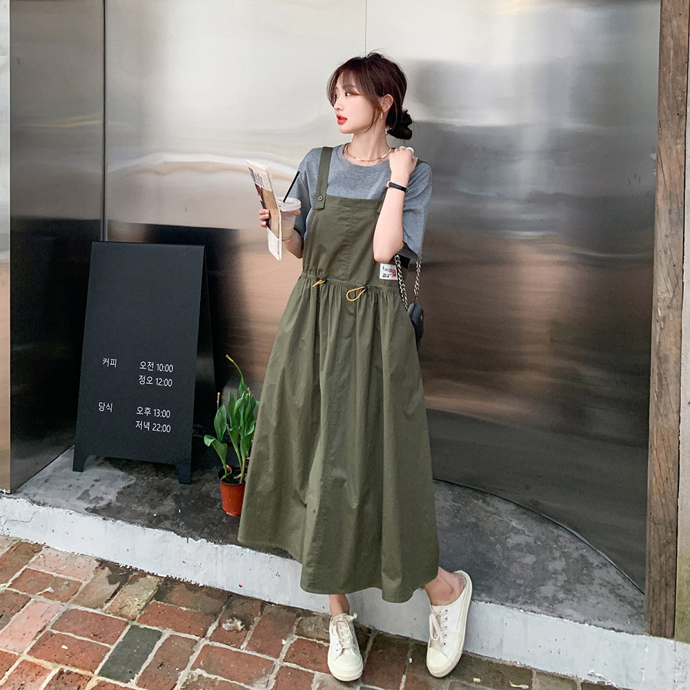 网红爆款宽松背带连衣裙女2024夏季新款初恋系温柔桔梗裙休闲长裙,女装连衣裙,浙宝100