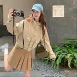 【新款】卡其色可盐可甜显瘦短款外套B100-8667-p145-k198，女装风衣，浙宝100