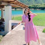 现货，韩版甜美气质仙美玫粉色连衣裙女3173-P115-K168，女装连衣裙，浙宝100