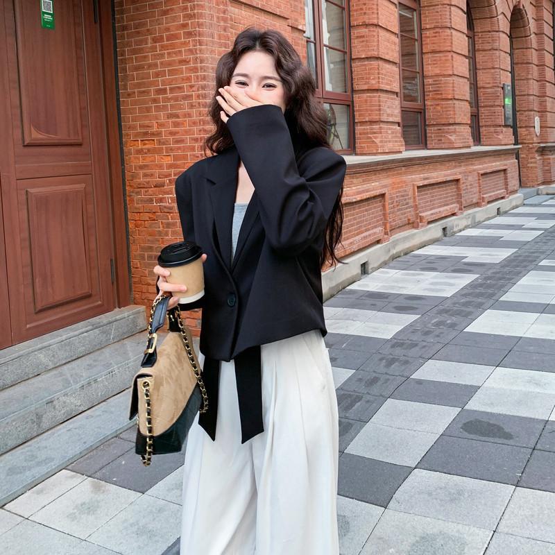 减龄气质黑色西装外套女春秋2025新款小个子百搭超火高级感巨好看,女装套装/套裙,浙宝100