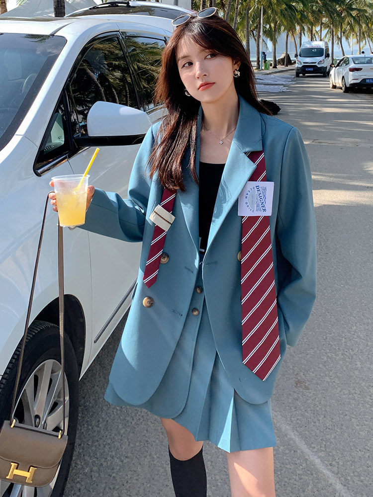 大量现货,2025春季新款学院风西装套装,ZB100-W255-P165-K228，女装西装，浙宝100