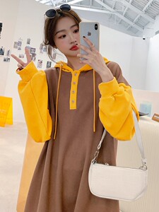 2023春装设计感拼接卫衣连衣裙，大量现货077-2210-P105-K158图片