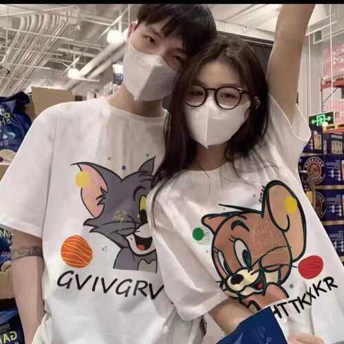 200斤猫和老鼠短袖大码夏天小众