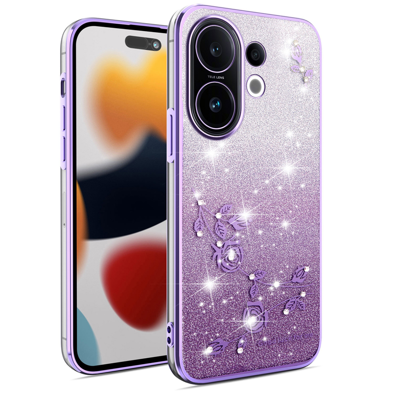 适用vivox200FE手机壳渐变闪粉