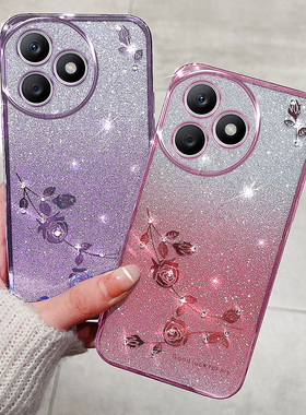 适用华为荣耀x50i+手机壳honor X50i十保护5G渐变套LLY一AN00镜头全包防摔LLYAN硅胶x水钻软壳ANOO女款加闪粉