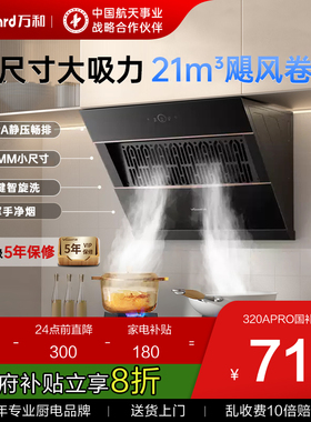 【政府补贴】万和抽油烟机小尺寸大吸力家用吸油烟机官方旗舰店