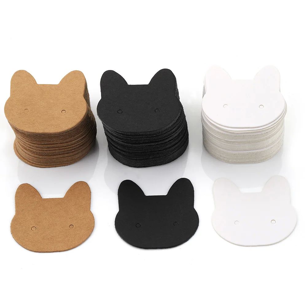 50-100pcs Cat Card Jewelry Display Cardboards Earrings Ear S