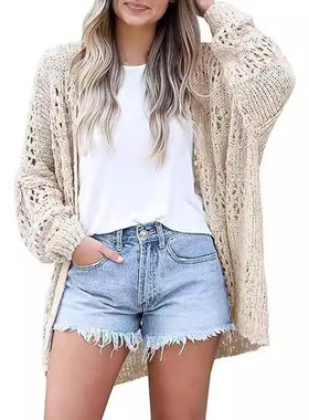 Cardigan 2025 Loose Solid lor Hollow Out Jacket Women's Swea