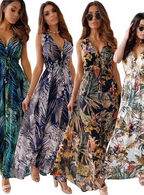 Independent 2025 Printed Backless Strap Dress