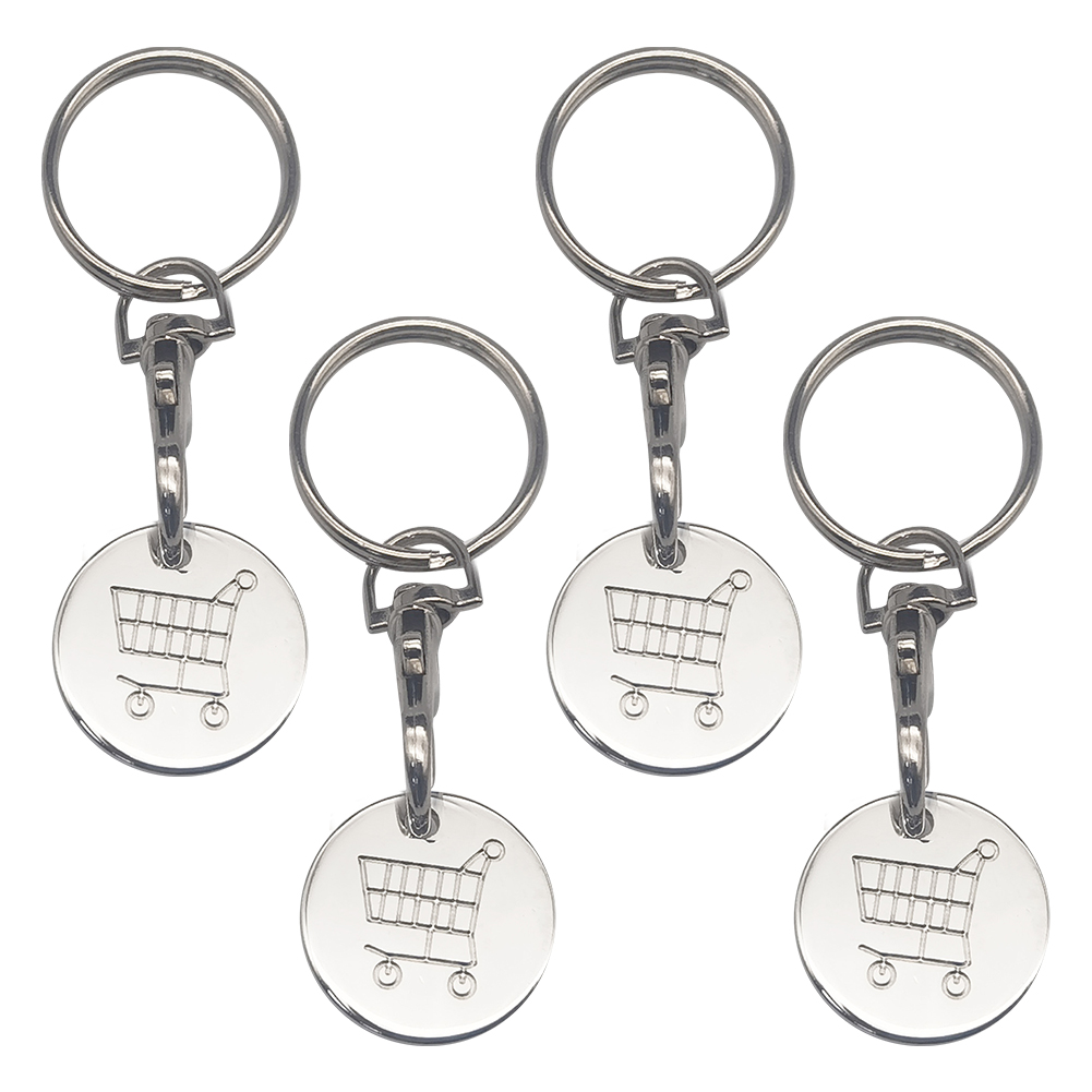 4pcs Shopping Trolley Remover Key Ring Token Chip With Carab