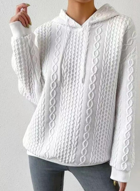 2025 Women's Casual mforle Jacquard Plus Size Crewneck Sweat