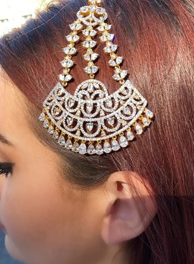 新款水钻扇形发梳民族风锆石发夹个性发饰女 Hair accessories