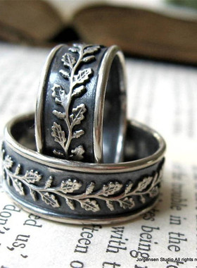 wish热卖跨境电商货源配饰 复古树叶欧美男女士时尚指环个性戒指