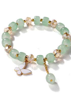 亚马逊跨境外贸新品蝴蝶水晶琉璃手链女士百搭高级感配饰串珠饰品