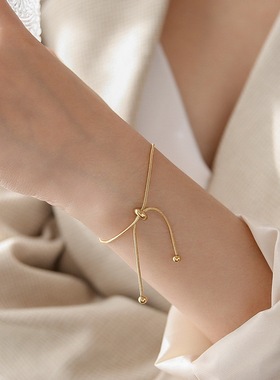 网红同款抽拉可调节手链小众设计感复古手串女冷淡风闺蜜手环