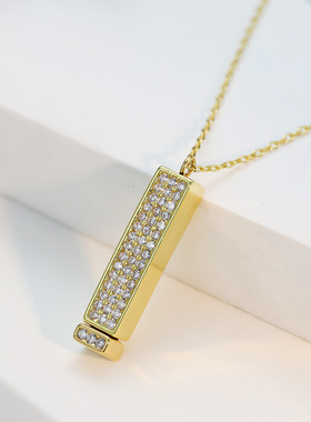 跨境热销项链铜镶钻伸缩立体棒项链女轻奢小众高级感配饰女士项饰