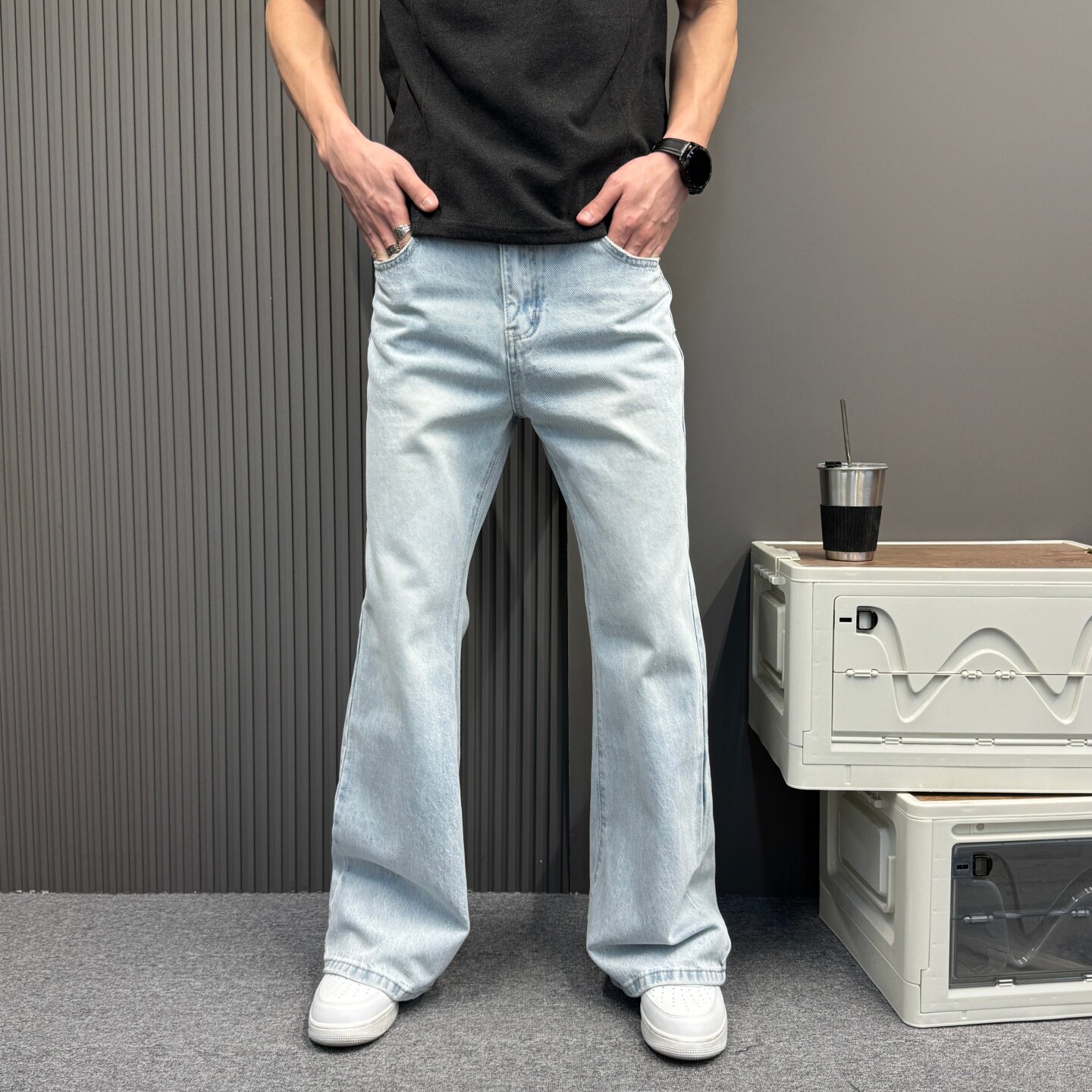 美式水洗裤子微喇牛仔裤男女春夏2026新款休闲直筒宽松潮牌百搭款