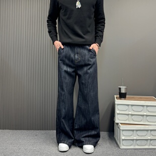 美式猫须做旧牛仔裤男女潮牌直筒微喇垂感宽松拖地裤休闲阔腿长裤