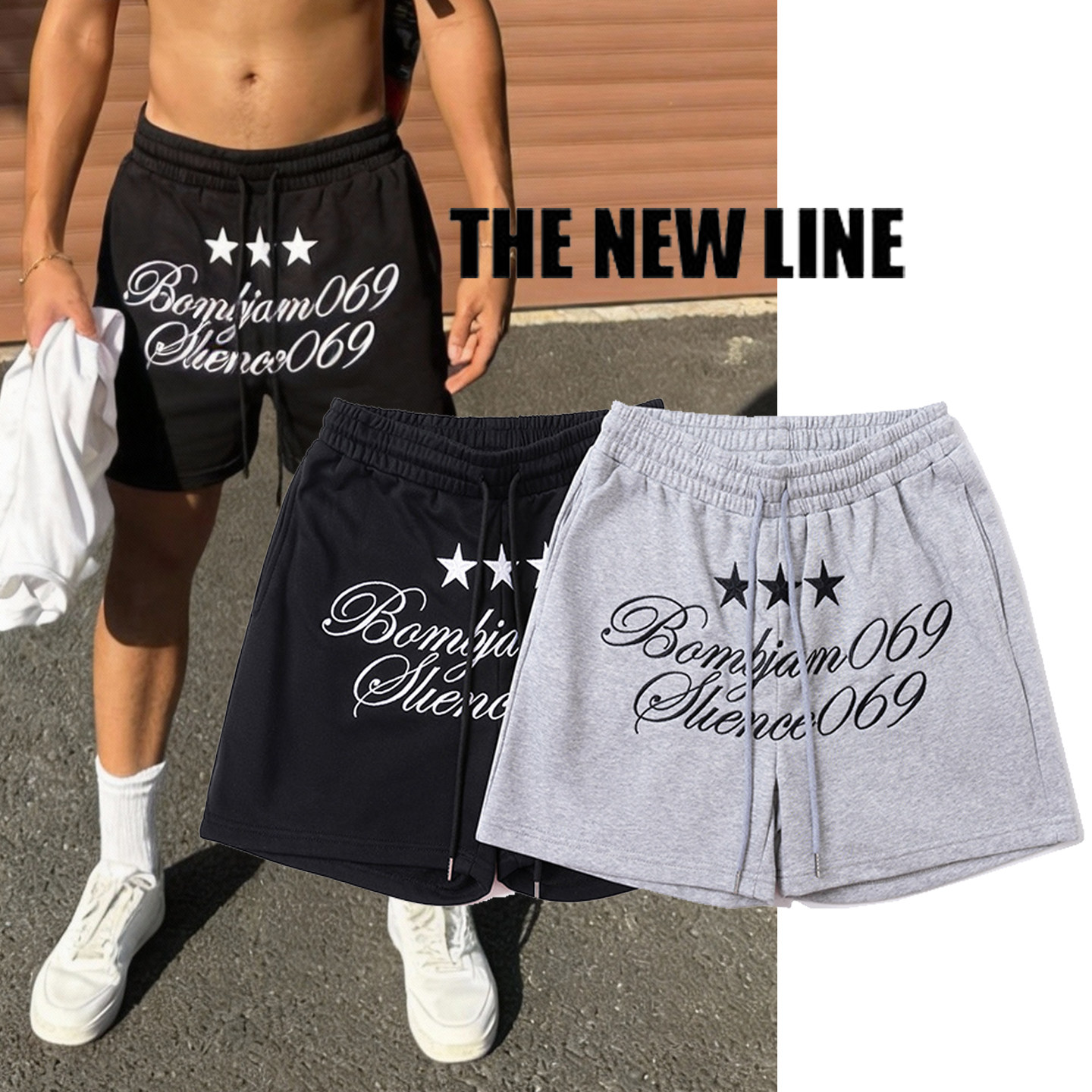 美式刺绣字母四分短裤高街抽绳宽松运动裤潮牌健身篮球休闲短裤男,男装,短裤,淘宝优惠券,粉丝福利购,淘宝优惠卷